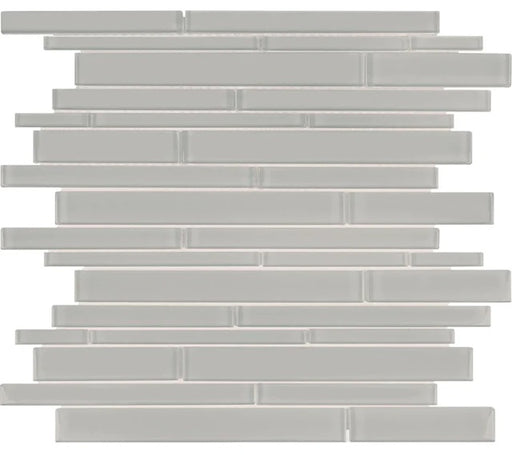 Full Sheet Sample - Aquatica Element Shadow Random Linear Glass Mosaic - 11.75" x 11.75" Glossy