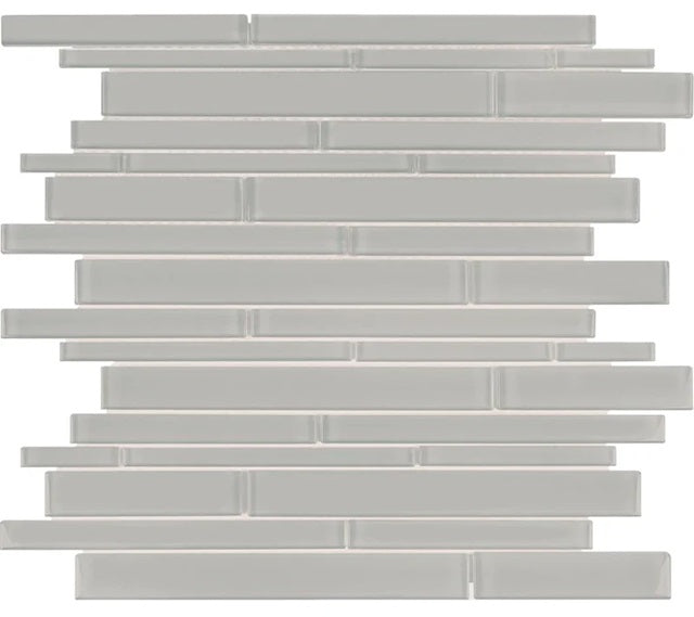 Full Sheet Sample - Aquatica Element Shadow Random Linear Glass Mosaic - 11.75" x 11.75" Glossy