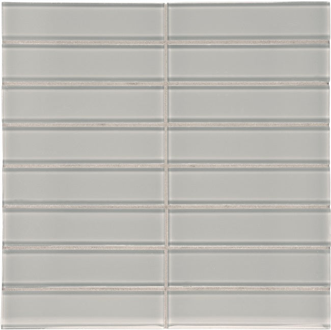 Full Sheet Sample - Aquatica Element Shadow Stacked Glass Mosaic - 1.50" x 6" x 8 MM Glossy