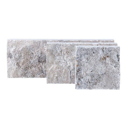 Titanium Split Face Travertine Veneer - 12" x 24" x 1 1/4" - 2 1/8"