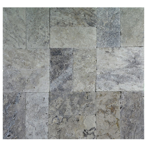 Full Paver Sample - Titanium Cross Cut Travertine Paver - 6" x 6" x 3 CM Tumbled