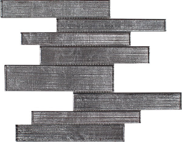 Full Sheet Sample - Terra Bella Silver Linear Glass Mosaic - 7.75" x 10.25" Glossy