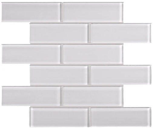 Full Sheet Sample - Aquatica Element Skylight Staggered Glass Mosaic - 2" x 6" x 8 MM Glossy