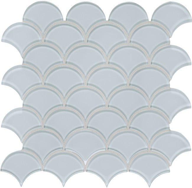 Full Sheet Sample - Aquatica Element Skylight Scallop Glass Mosaic - 11.75" x 11.75" Glossy