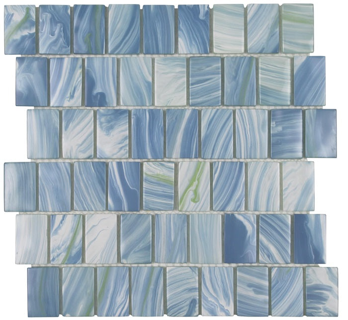 Full Sheet Sample - Aquatica Slip Stream Antilles Glass Mosaic - 11.75" x 11.75" x 8 MM Semi Gloss