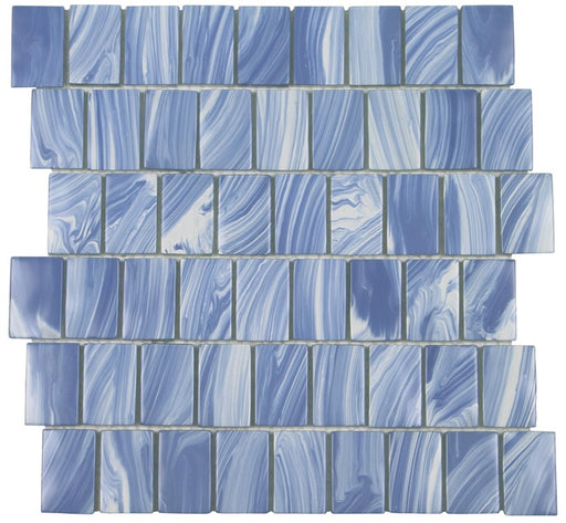 Full Sheet Sample - Aquatica Slip Stream Equatorial Glass Mosaic - 11.75" x 11.75" x 8 MM Semi Gloss