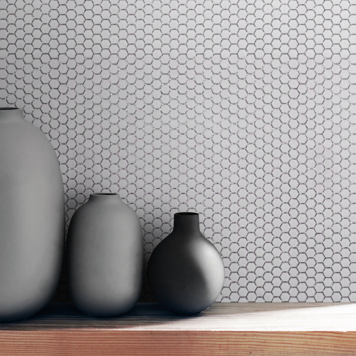 Clearance Sale! Geometro Solid H1 Smoke Recycled Glass Mosaic - 11 7/8" x 12 3/16"