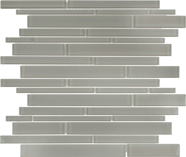 Full Sheet Sample - Aquatica Element Smoke Random Linear Glass Mosaic - 11.75" x 11.75" Glossy
