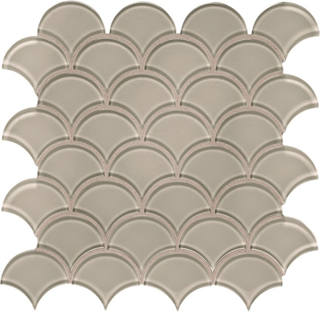 Full Sheet Sample - Aquatica Element Smoke Scallop Glass Mosaic - 11.75" x 11.75" Glossy
