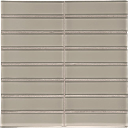 Full Sheet Sample - Aquatica Element Smoke Stacked Glass Mosaic - 1.50" x 6" x 8 MM Glossy