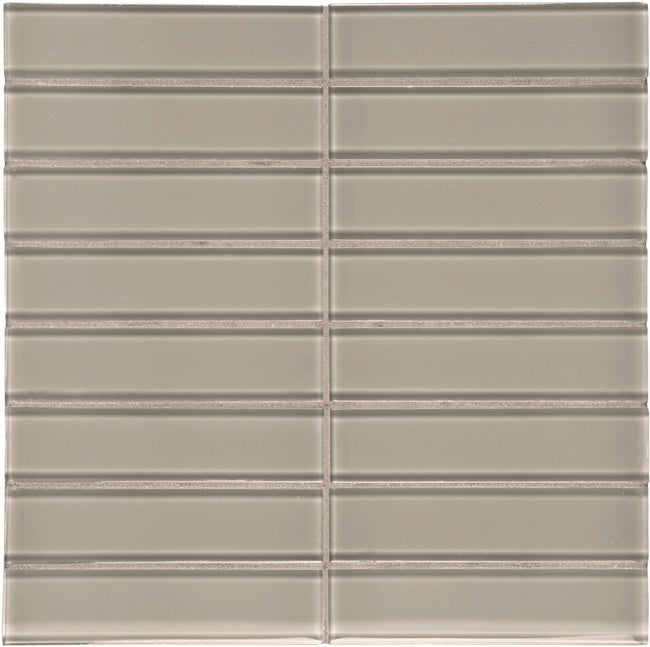 Full Sheet Sample - Aquatica Element Smoke Stacked Glass Mosaic - 1.50" x 6" x 8 MM Glossy