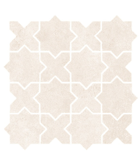 Full Sheet Sample - Solida Sand Cross & Star Porcelain Mosaic - 13.25" x 13.25" x 3 MM Matte