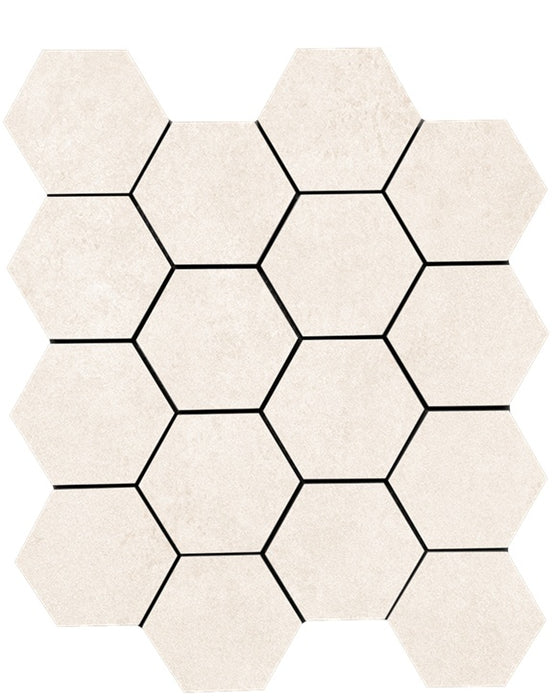 Full Sheet Sample - Solida Sand Hexagon Porcelain Mosaic - 3" x 3" x 3 MM Matte