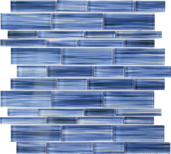 Full Sheet Sample - Aquatica Altona Spray Rock Multi Linear Glass Mosaic - 11.75" x 11.75" Glossy