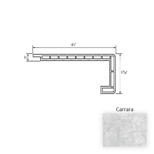Pietra Vinyl Carrara Square Overlap Stair Nose Embossed 1