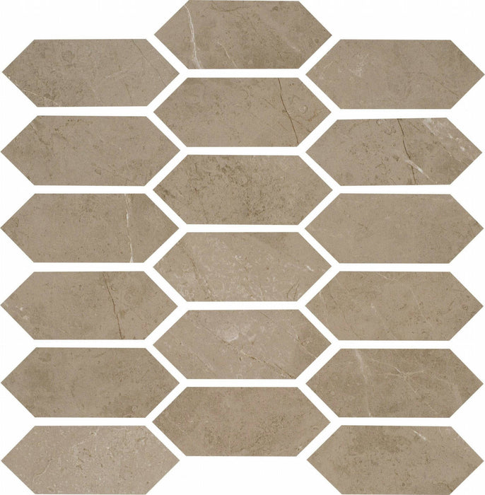 Full Sheet Sample - St. Croix Caramel Picket Fence Porcelain Mosaic - 12" x 12" x 9 MM Matte