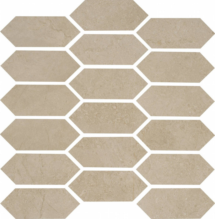 Full Sheet Sample - St. Croix Champagne Picket Fence Porcelain Mosaic - 12" x 12" x 9 MM Matte