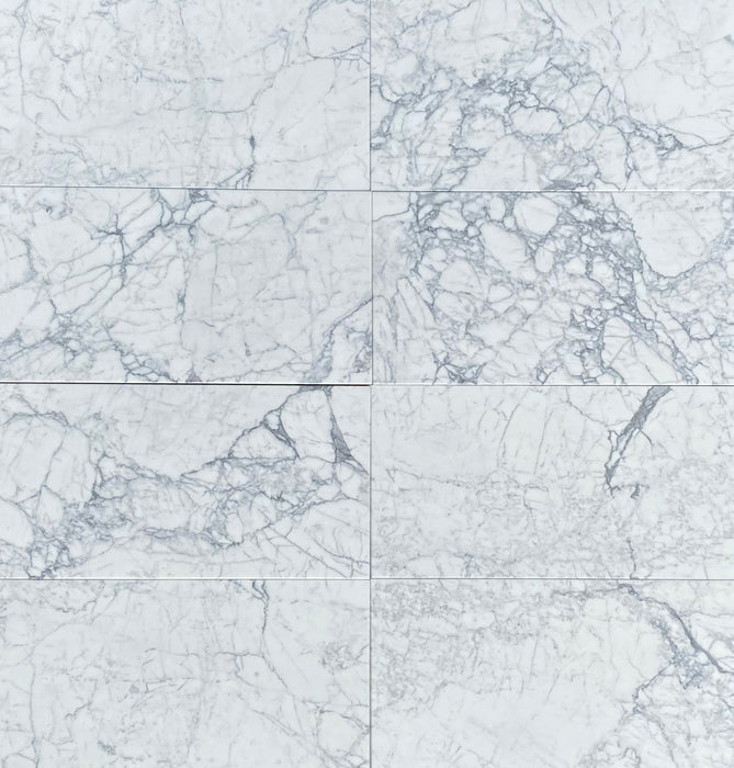 Full Tile Sample - Statuario Venato Marble Tile - 18" x 36" x 3/8" Honed