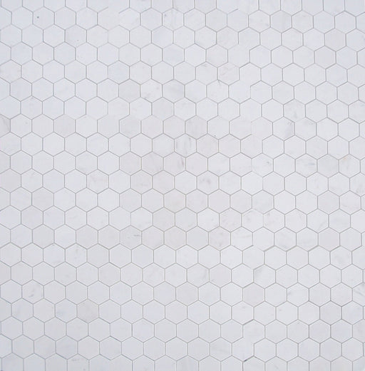 Statuary White Marble Mosaic - 1" Hexagon Honed