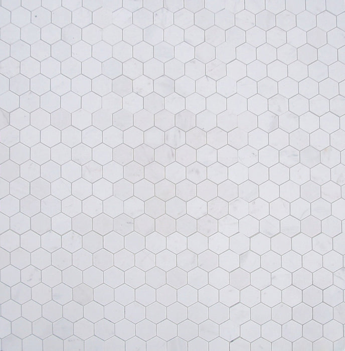 Statuary White Marble Mosaic - 1" Hexagon Honed