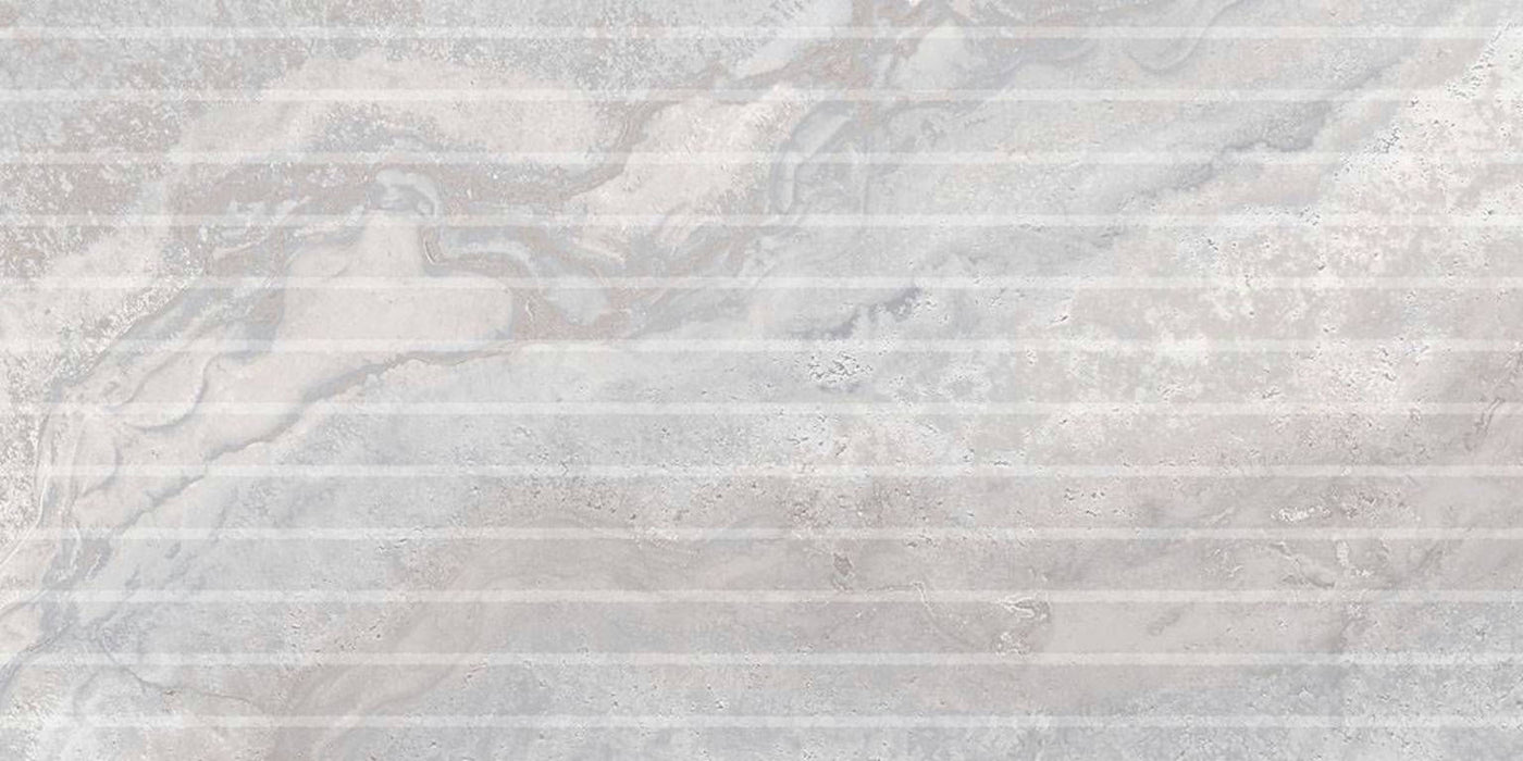 Full Tile Sample - Stream Silver Flutes Porcelain Tile - 12" x 24" Matte
