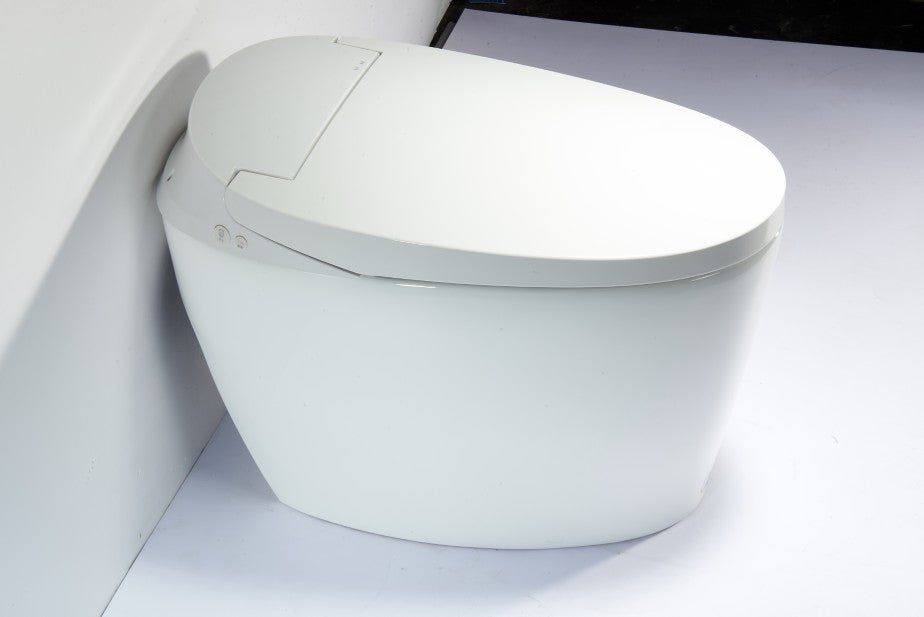 T16 Smart Toilet Manual Open No Bidet  White Tankless Smart Toilet 1.28 GPF Elongated Toilet - 12" (Seat Included)
