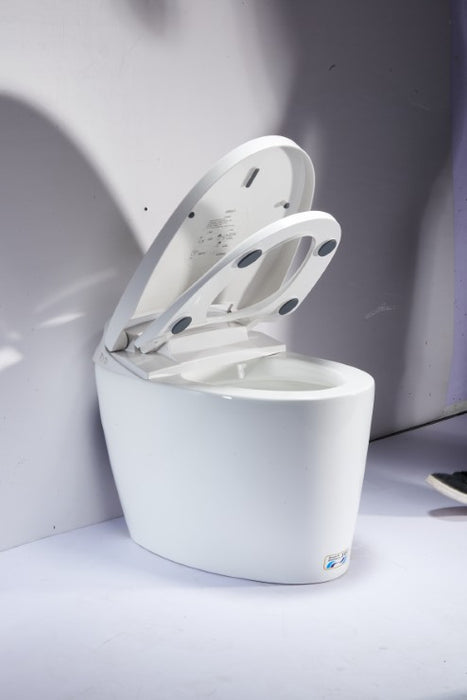T16 Smart Toilet Manual Open No Bidet  White Tankless Smart Toilet 1.28 GPF Elongated Toilet - 12" (Seat Included)