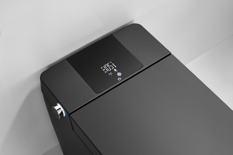 T2005MB Luxury Smart Toilet Black Tankless 1.28 GPF Rectangle Toilet - 12" (Seat Included)