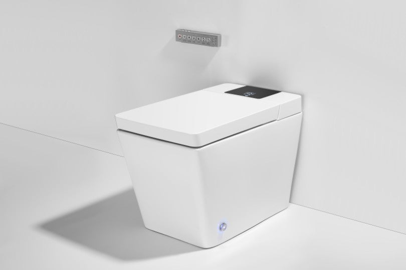 T2005W Smart Toilet Manual Open No Bidet  White Tankless Smart Toilet 1.28 GPF Resctangle Toilet - 12" (Seat Included)