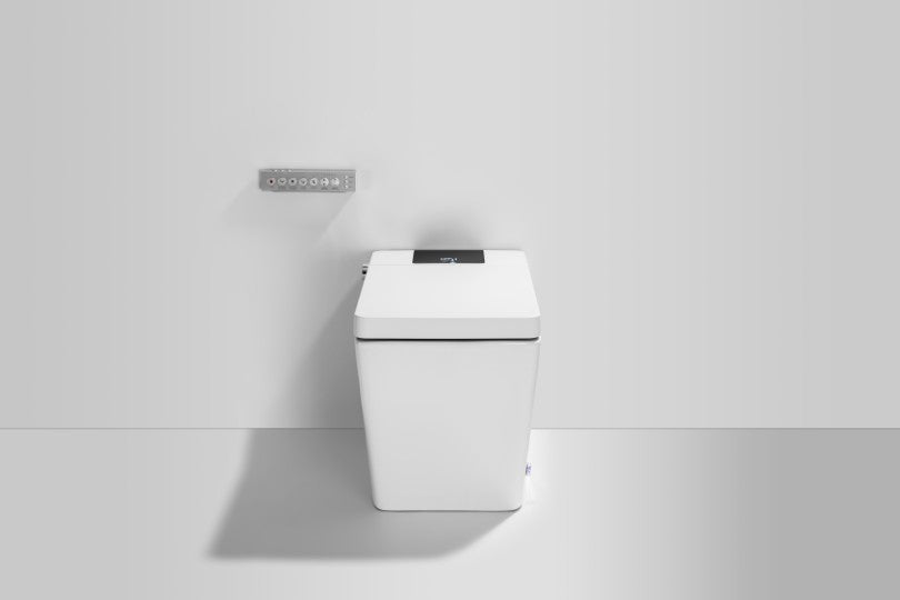 T2005W Smart Toilet Manual Open No Bidet  White Tankless Smart Toilet 1.28 GPF Resctangle Toilet - 12" (Seat Included)