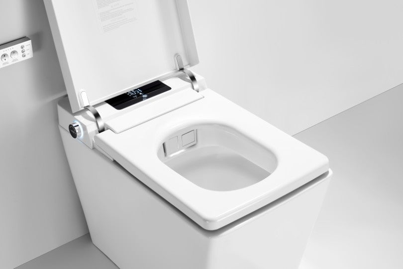 T2005W Smart Toilet Manual Open No Bidet  White Tankless Smart Toilet 1.28 GPF Resctangle Toilet - 12" (Seat Included)