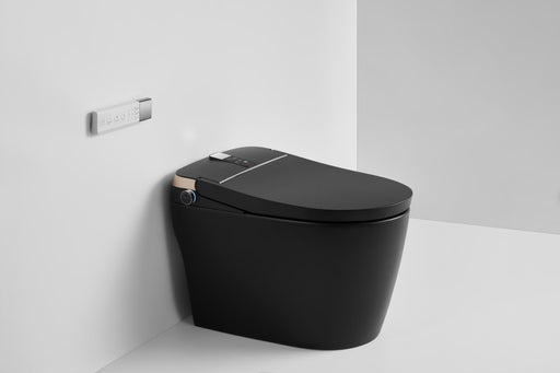 T305MB Smart Toilet Manual Open No Bidet Black Tankless Smart Toilet 1.28 GPF Elongated Toilet - 12"(Seat Included)