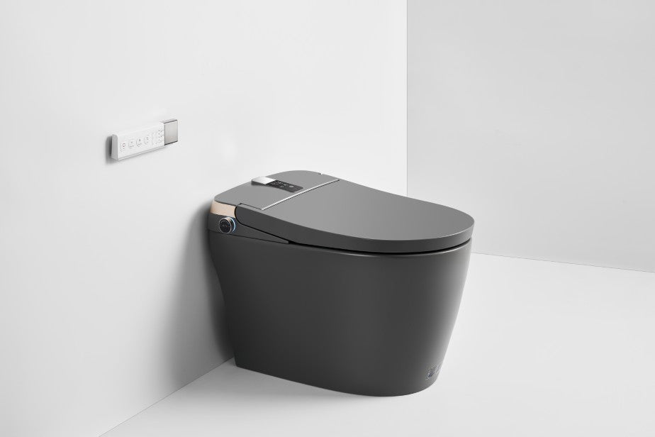 T305MG Smart Toilet Manual Open No Bidet Gray Tankless Smart Toilet 1.28 GPF Elongated Toilet - 12" (Seat Included)