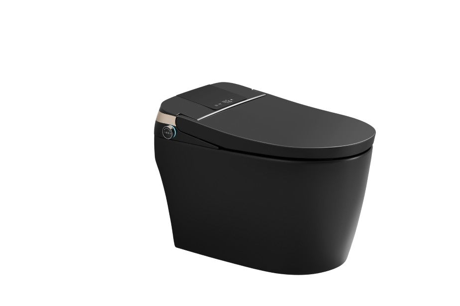 T405MB Smart Toilet Manual Open No Bidet Black Tankless Smart Toilet 1.28 GPF Elongated Toilet - 12" (Seat Included)