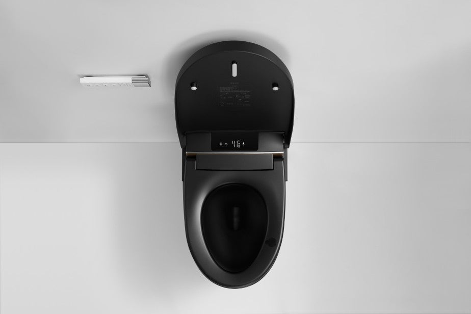 T405MB Smart Toilet Manual Open No Bidet Black Tankless Smart Toilet 1.28 GPF Elongated Toilet - 12" (Seat Included)