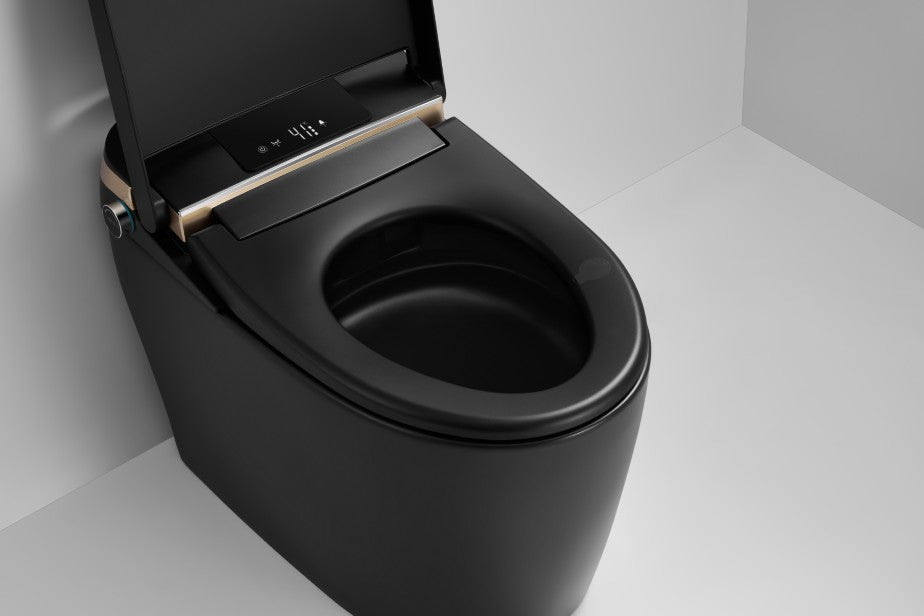 T405MB Smart Toilet Manual Open No Bidet Black Tankless Smart Toilet 1.28 GPF Elongated Toilet - 12" (Seat Included)