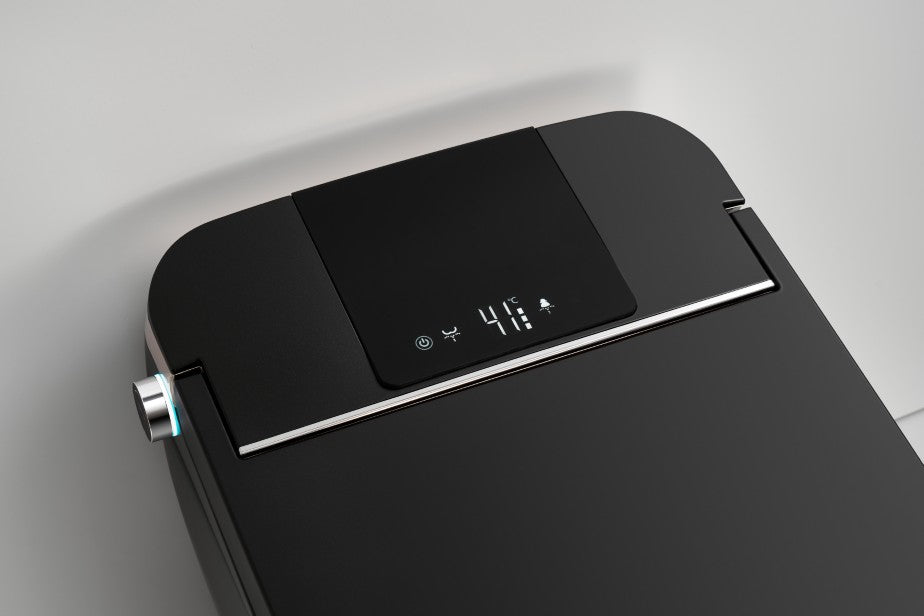 T405MB Smart Toilet Manual Open No Bidet Black Tankless Smart Toilet 1.28 GPF Elongated Toilet - 12" (Seat Included)