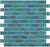 Full Sheet Sample - Aquatica Mercury Green Staggered Glass Mosaic - 1" x 2" Glossy