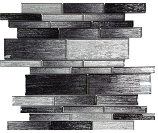 Full Sheet Sample - Casino Bellagio Random Linear Glass Mosaic - 11.75" x 12" Glossy