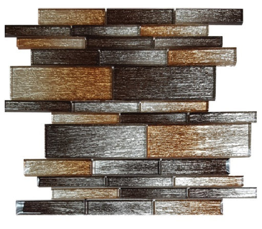 Full Sheet Sample - Casino Palazzo Random Linear Glass Mosaic - 11.75" x 12" Glossy