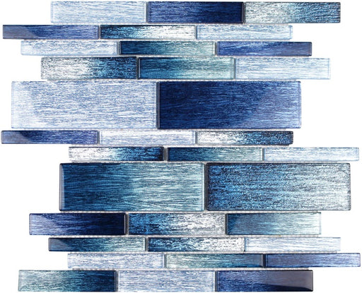 Full Sheet Sample - Casino Rio Random Linear Glass Mosaic - 11.75" x 12"