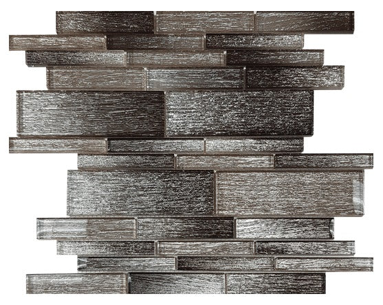 Full Sheet Sample - Casino Royale Random Linear Glass Mosaic - 11.75" x 12" Glossy