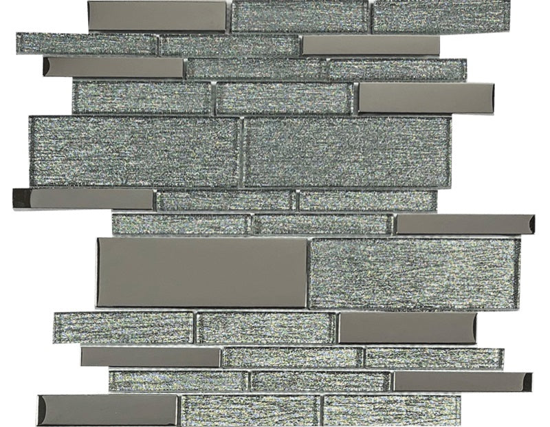 Glimmer Grey Deco Glass Mosaic - Linear