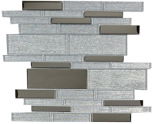 Glimmer Silver Deco Glass Mosaic - Linear