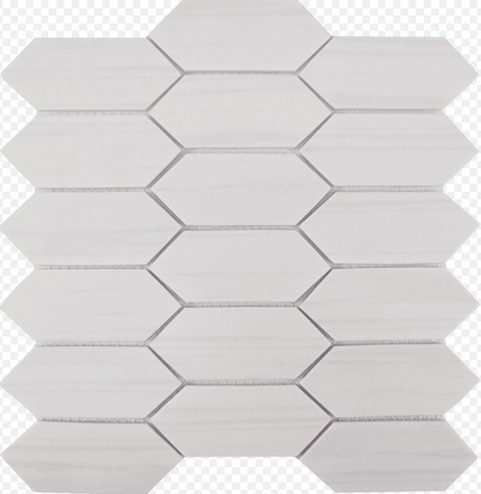 Full Sheet Sample - Native Dolomite Picket Fence Glass Mosaic - 2" x 4" Matte