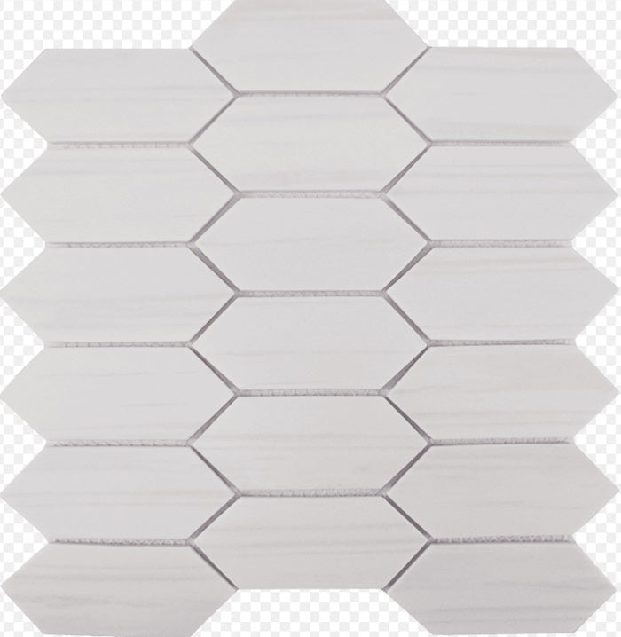 Full Sheet Sample - Native Dolomite Picket Fence Glass Mosaic - 2" x 4" Matte