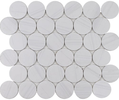 Full Sheet Sample - Native Dolomite Penny Round Glass Mosaic - 2" Matte