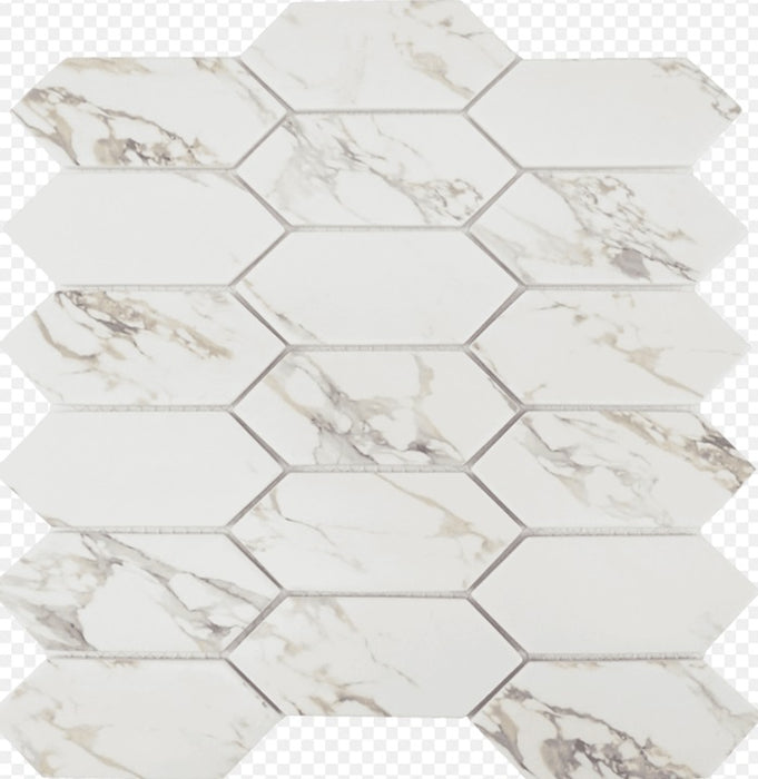 Full Sheet Sample - Native Habana Beige Picket Fence Glass Mosaic - 2" x 4" Matte