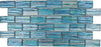 Full Sheet Sample - Aquatica Rainbow Aqua Staggered Glass Mosaic - 1" x 2" Glossy