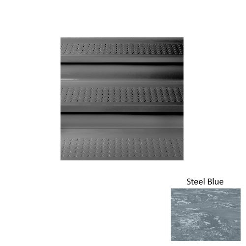 Steel Blue Raised Circles Rubber Stair Tread with Riser 1